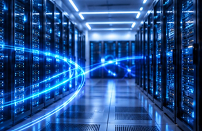 Data center con servidores y racks